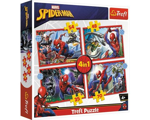 TREFL PUZZLE 4/1 (35/48/54/70PCS) SPIDERMAN THE HEROIC   /  Puzzles   