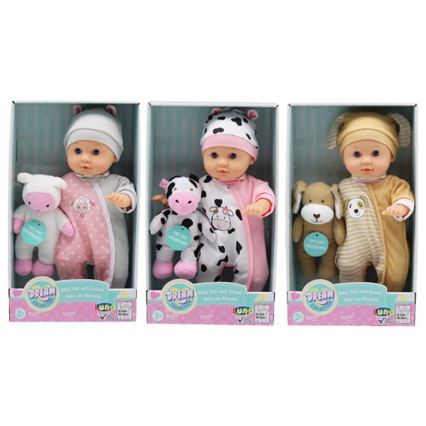 BABY 30CM WITH SOUND AND LUNA TODY ANIMAL 3FIG 