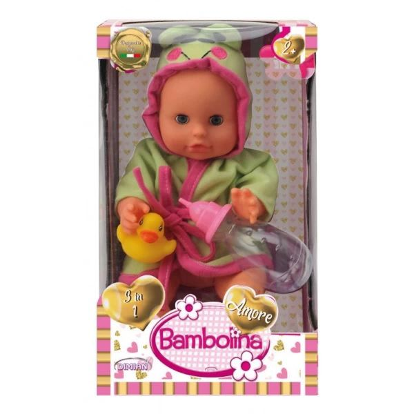 Bambolina Amore Baby Bathrobe And Bottle 33cm. (BD1811) 