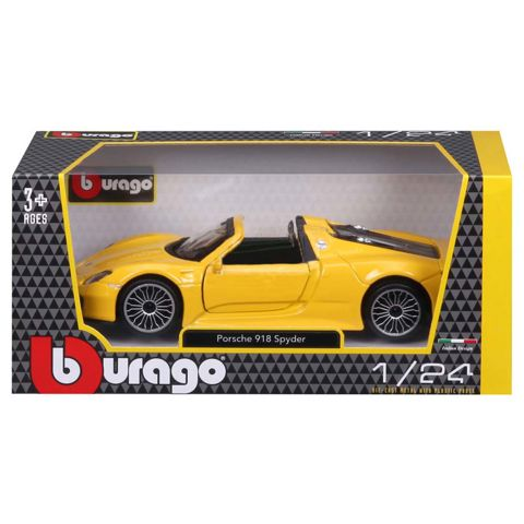 Bburago 1/24 Plus Porsche 918 Spyder Yellow Μεταλλική Μινιατούρα (18-21076Y)  / Αγόρι Αμάξια-Μηχανές-Τρένα-Τανκς-αεροπλανα-ελικοπτερα   
