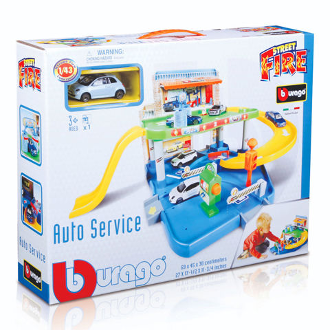 Bburago 1/43 Street Fire Auto Service Σταθμός Αυτοκινήτων (18-30039)  / Αγόρι Αμάξια-Μηχανές-Τρένα-Τανκς-αεροπλανα-ελικοπτερα   