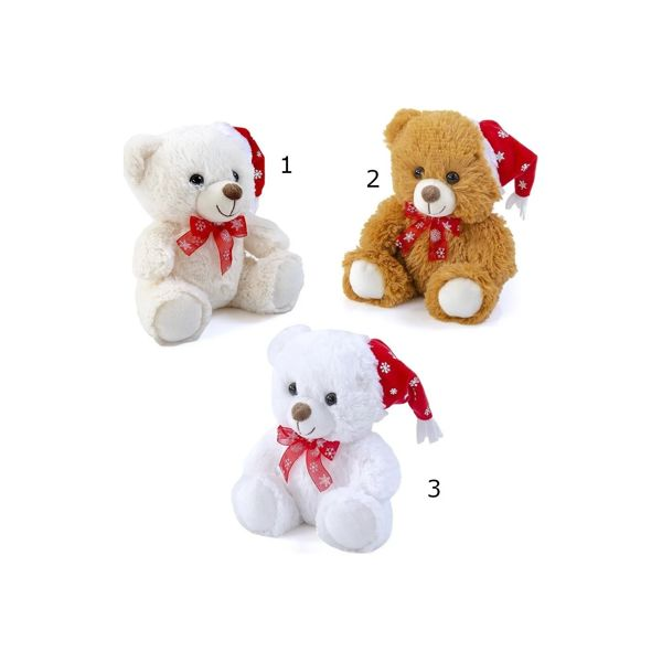 Christakopoulos Teddy Bear with Hat and Bow 3 Colors 20cm. - 1 pc 