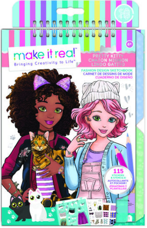 Make It Real Pretty Kitty Sketchbook Includes Stickers & Design Guide  / Σετ ζωγραφικής-Σχολικά   