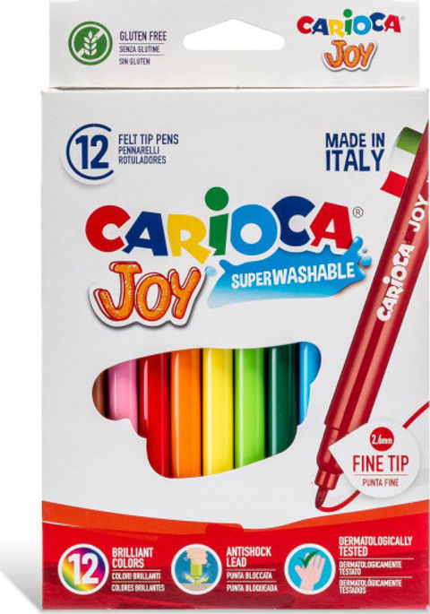  Carioca Joy Πλενόμενοι Μαρκαδόροι Ζωγραφικής Λεπτοί σε 12 Χρώματα   / Μπογιές   