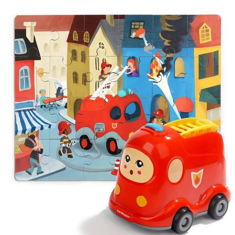 PUZZLE 24PCS.TOP BRIGHT WOODEN FIRE-FIGHTING VEHICLE 130907  / Constructions   