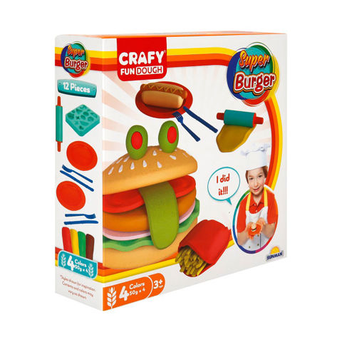 Sunman Crafy Fun Dough Παιδικό Σετ Πλαστελίνης Super Burger 12 Pcs S01002015  / Κατασκευές   