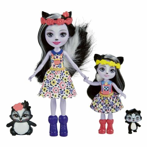 Mattel Enchantimals – Κούκλα Και Αδερφάκι, Sage Skunk & Caper, Sabella Skunk & Stiper HCF82 (HCF79)  / Σπιτάκια-Playset- Polly Pocket   