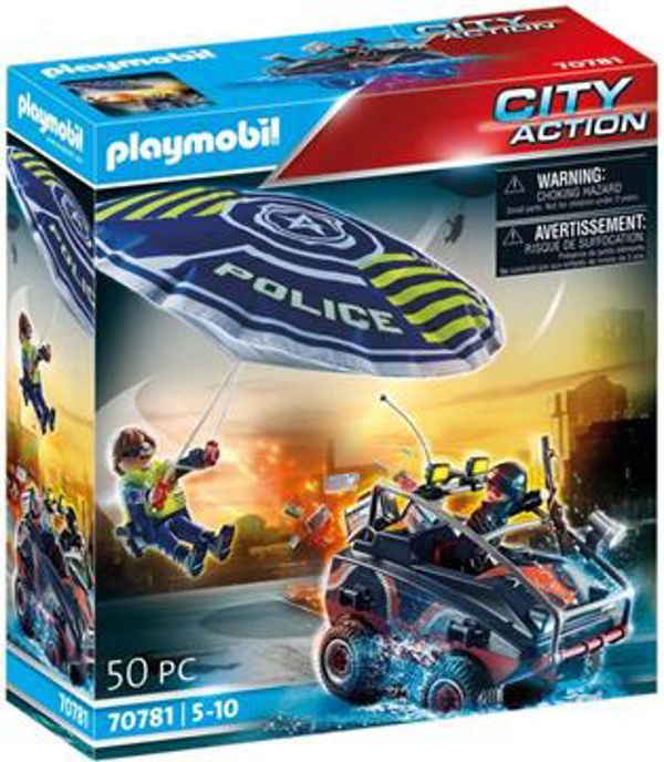 Playmobil Καταδίωξη Αμφίβιου Οχήματος Από Αστυνομικό Αλεξίπτωτο 