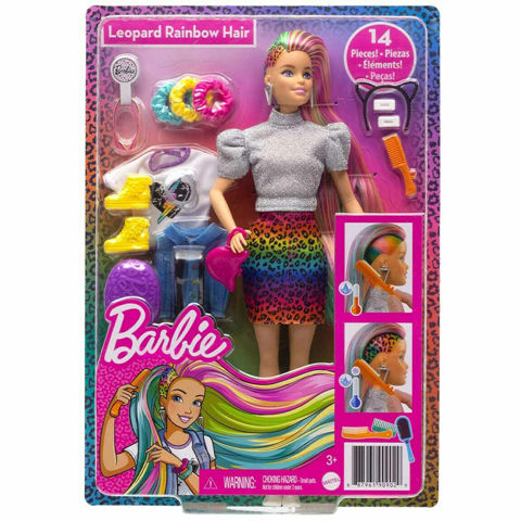  Mattel Barbie Leopard Rainbow Hair 30cm GRN81  / Barbie-Κούκλες Μόδας   