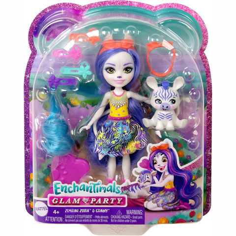 Mattel Enchantimals Glam Party Ζέβρα  / Σπιτάκια-Playset- Polly Pocket   