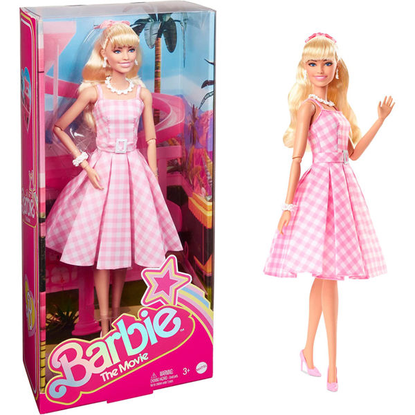 Mattel Barbie Movie Margot Robbie Pink Gingham Dress HPJ96 
