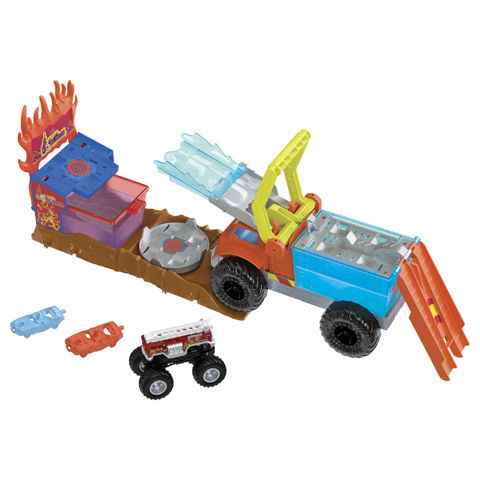 Mattel Hot Wheels Σετ παιχνιδιού Χρωμοκεραυνών Monster Trucks Πυροσβεστικό HPN73  / Πίστες-Γκαράζ   