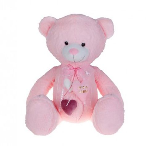 BENNY BEAR 70CM PINK HEARTS GOLD LETTERS  / Plush Toys   