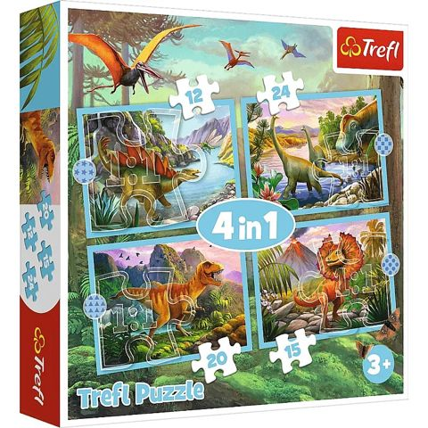 Trefl - Puzzle 4 in 1, Unique Dinosaurs 12/15/20/24 Pcs 34609  /  Puzzles   