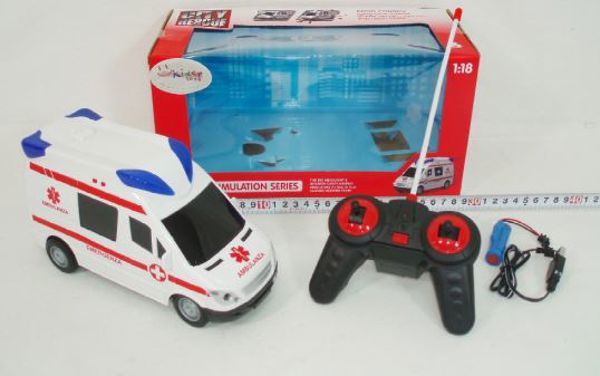 AMBULANCE WITH LIGHTS - CHARGER and BATTERIES 